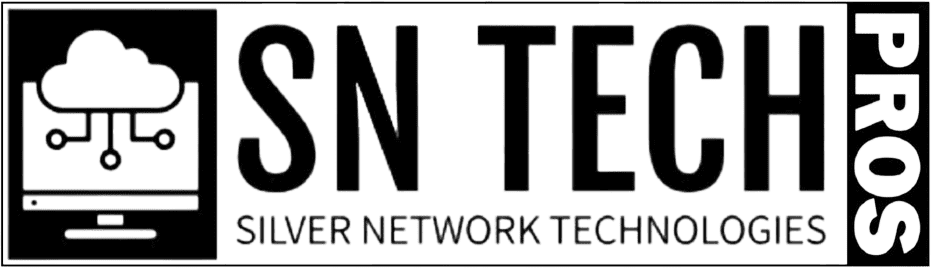 SN TechPros logo inverted clear blck