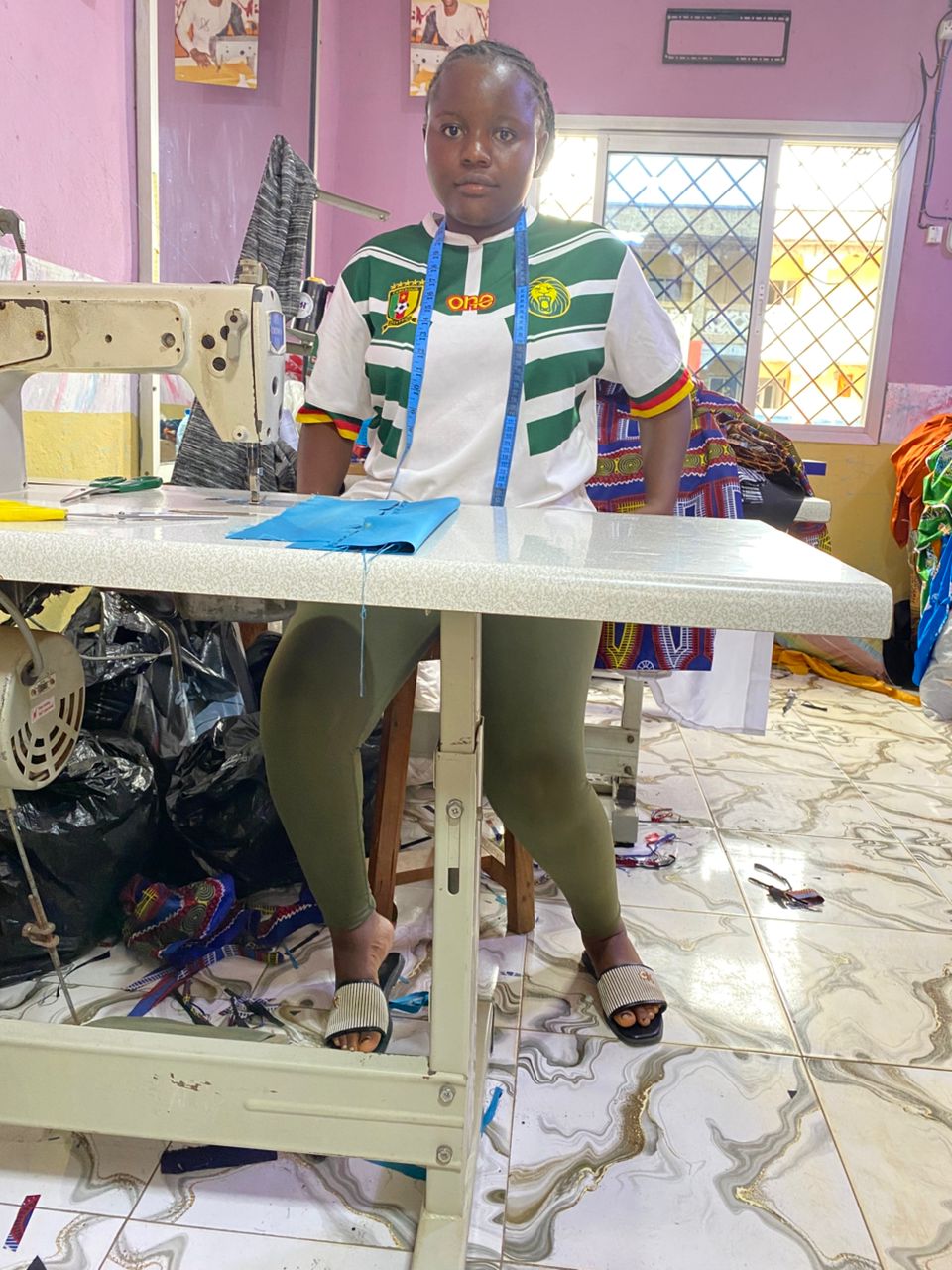 Rena Mbota for Saint Charles Medical Foundation tailoring and fashion design training in Limbe Cameroon